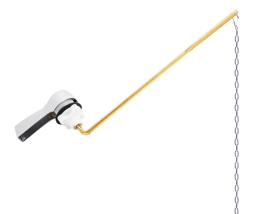 Hibbent Universal Metal Front Mount Toilet Handle Replacement Kit, Brass Toilet Flush Tank Lever with Stainless Steel Flapper Chains for Most Toilets, Chrome