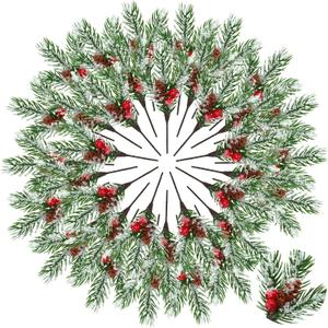48 Pcs Christmas Floral Picks and Sprays Cone Berry Stems for Craft, Fresh