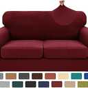 XINEAGE 2025 New 3 Pieces Couch Covers for 2 Cushion Sofa Super Stretch Loveseat Slipcover Pet Dog Universal Slip Cover Anti Slip Love Seat Furniture Protector (Wine Red, 55"-69")