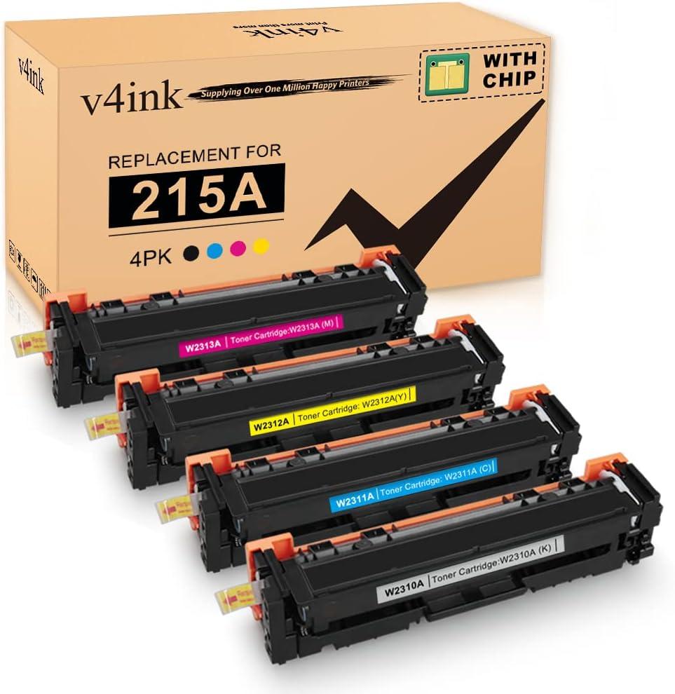 v4ink 215A Toner Cartridge Compatible Replacement for HP 215A W2310A W2311A W2312A W2313A Works for HP Color Pro MFP M182 M183 M155 Series MFP M183fw M182n M182nw M155nw M155a Printer 4-Pack With Chip