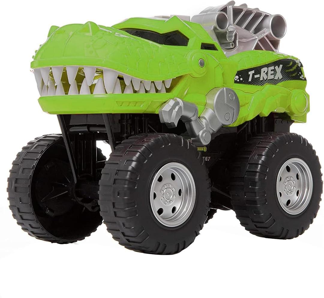 Madzee Motorized Dino Monster Truck - T-Rex Toy for Kids 3+ Years, Roars and Lights Up, Battery-Operated Dinosaur Truck for Endless Fun and Play