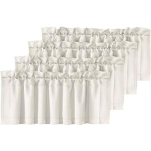 H.VERSAILTEX Blackout Valances for Windows,Kitchen Curtains Valances for Living Room/Bedroom/Bathroom Privacy Decorative Rod Pocket Short Window Valance Curtains, 52" W x 18,4 Panels, Ivory/Cream