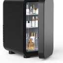 FANSEXPERT Skincare Fridge with Glass Panel, 6L Mini Fridge for Home/Car, AC/DC Portable Thermoelectric Cooler and Warmer, Makeup Mini Compact Refrigerator for Skincare Cosmetics Food Drinks (Black)