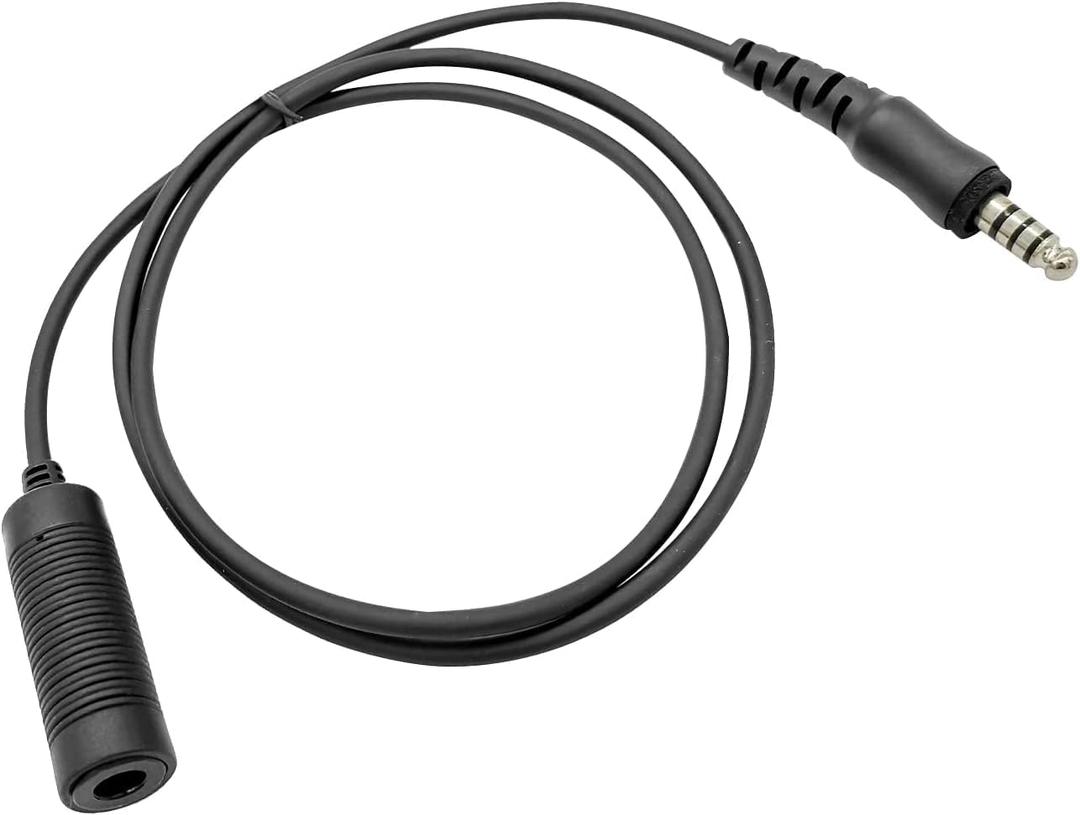 General Aviation Headset GA Dual Plug to Helicopter U174 Adapter Pilot Headphones Connector (12-U174-U174-straight)