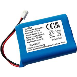 AOLIKES 11.1v 18650 3s1p Rechargeable Battery with MAT100/2P Plug / 5C Cells/Support Fast Charging 12.6V Batteries Pack