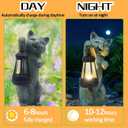 Garden Statues Cat with Solar Lantern Outdoor Bunny Figurines Decorations for Patio Yard Lawn Ornaments Gifts for Birthday Easter Housewarming Mother's Day