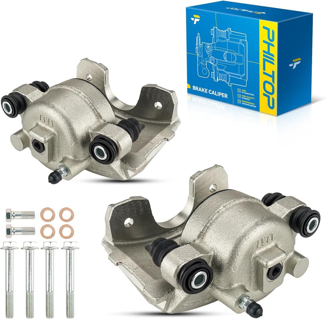 PHILTOP Front Disc Brake Caliper Assembly Fit for 1990-2006 Jeep Wrangler, 1990-2001 Jeep Cherokee, 1993-1998 Grand Cherokee, 1990-1992 Comanche, Front Driver and Passenger Side