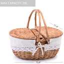 Wicker Picnic Basket with Removable Liner Empty Picnic Baskets with Lid, Picnic Hamper with Foldable Handles for Picnic 2, Natural Color, Large