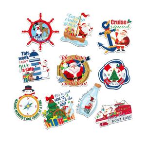 Xuhal 10 Pcs Christmas Cruise Magnets for Door Car Winter Holidays Magnetic Stickers Cruise Decor Funny Boat Anchor Steering Wheel Ship Decal Gift for Cabin Refrigerator Fridge(Christmas Style)