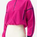 QINSEN Women's Half Zip Fleece Short Pullover Sweatshirt Winter Long Sleeve Cozy Sherpa Sweater Top (Pink, L)