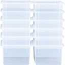 Wood Designs Cubby Storage Bin, Heavy Duty Plastic Containers for Kids Translucent Clear Cubby Tray Set of 12
