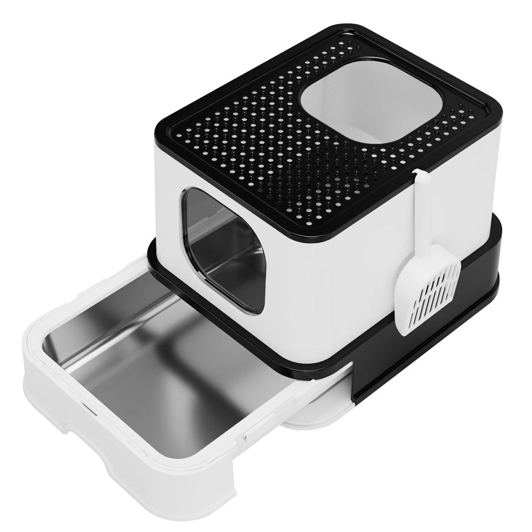 RIZZARI Stainless Steel Cat Litter: Enclosed, Top Entry, Easy Clean