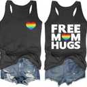 Ithalt Pride Tank Top for Women LGBT Rainbow Flag Shirt Love Heart Graphic Tee Lesbian Gay Pride Sleeveless Vest M