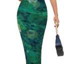 MEROKEETY Women's Summer Bodycon Tie Dye Dress Sleeveless Crew Neck Mesh Cocktail Party Maxi Dresses (Medium, Green)