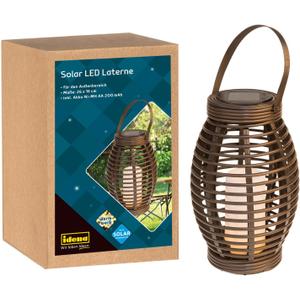 31243 Solar LED Lantern with Warm White Light, Black Plastic with Handle and LED Candle, Includes Solar Module and Battery, Approx. 26 x 16 cm, for Decorative Outdoor Lighting