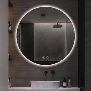 Niccy Round Led Mirror for Bathroom, 30" Circle Frameless Backlit Mirror wiht Light, Anti-Fog, 3 Colors, Waterproof, Memory Function