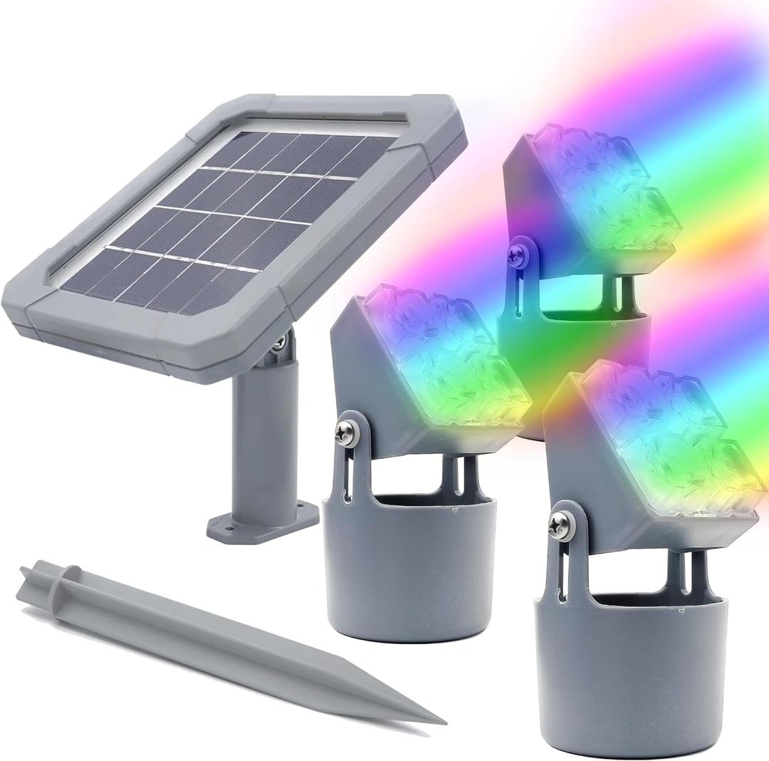 Solar Pond Lights,Colorchanging RGB Multicolor KOI Pool Fountain Lights IP68 3-in-1 Waterproof Underwater Submersible Amphibious Spotlight Outdoor Landscape Lamp Auto ON/OFF for Garden Pond Pool