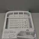 Kitchen Details Collapsible Dish Drying Rack | Space Saver | Aerated Bases Drain Holes | Plates, Bowls, Utensils Compartments | Countertop and Sink Storage | White/Grey