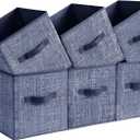 SONGMICS Storage Cubes, 11-Inch Non-Woven Fabric Bins with Double Handles, Set of 6, Closet Organizers for Shelves, Foldable, for Clothes, Misty Blue UROB026I01