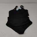 Plus Size 2 Piece Swimsuit - Womens High Waisted Bikini Tummy Control Bathing Suit Ribbed 2025 Swimwear (Black) 12W