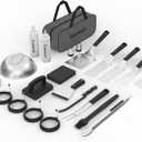 Cuisinart 24-Piece Griddle Tool Set with Storage Tote, Stainless Steel Flat Top Grill Accessories with Spatulas, Melting Dome, Smash Burger Press, Scraper & Tongs, Perfect for BBQ, Tailgates, Camping