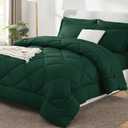 CozyLux Queen Comforter Set Emerald Green - Bed in a Bag Queen Size 7 Pieces, Luxury Soft Bed Set for All Seasons, Bedding Set with Down Alternative Comforter, Sheets, Pillowcases & Shams