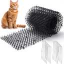 13FT Scat Mat for Cats with Spikes and 12 Garden Staples - Outdoor/Indoor Pet Deterrent for Plants, Furniture, Car, and Yard