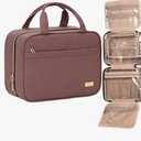 NISHEL Travel Toiletry Bag for women, Portable Hanging Organizer for Travel-Sized Shampoo, Conditioner, Brushes Set, Makeup Accessories, Medium Size, Rosewood-Pink