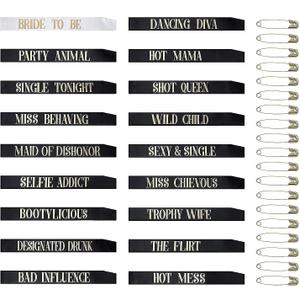 Snsowed 18 Pack Bachelorette Party Sashes, Bride Tribe Funny Bridesmaid Sash Set, Team Bride Sash, Maid of Honor Sash for for Bachelorette Hen Party and Bridal Shower Engagement Wedding Party