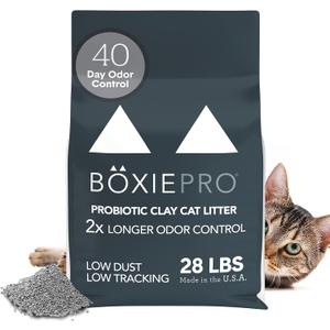Boxie Probiotic Cat Litter, 40 Day Odor Control, Clumping Clay Kitty Litter, Odor Eliminating Probiotics, Dust-Free, No Fragrances No Fillers, 28 lb