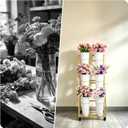 Flower Display Stand With 6 Buckets,Flower Bar with Wheels,Flower Cart Display Stand for Florist Garden Wedding Home Decor (Gold)