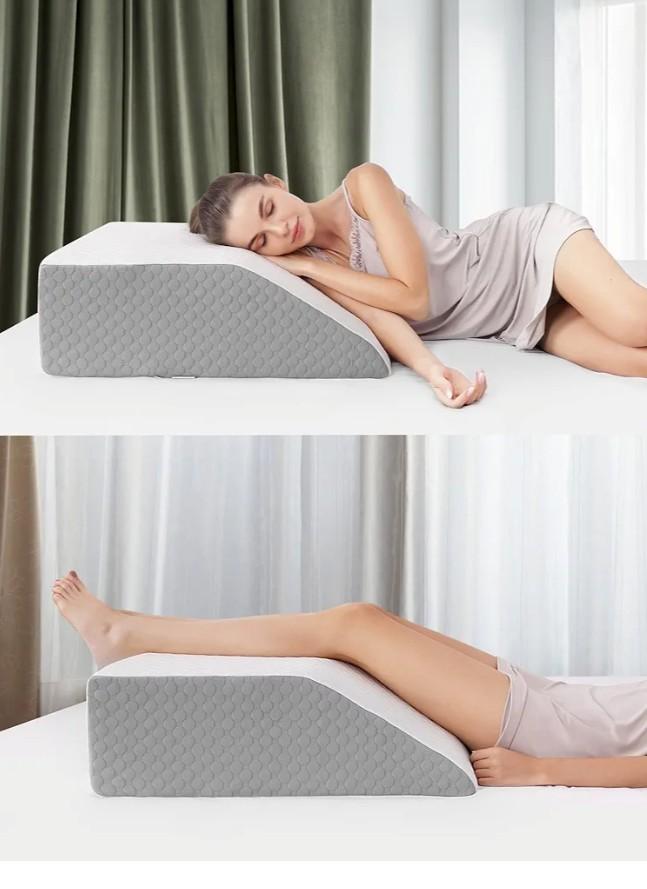 Forias 8" H Leg Elevation Pillows for After Surgery Swelling, Memory Foam Bed Wedge Pillow Leg Elevated for Back Sleeping Lower Back Sciatica Knee Hip Ankles Pain Relief, White