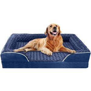 FERPOSH Orthopedic Dog Bed, Pet Sofa Bed with Removable Washable Cover, Waterproof Dog Bed, Anti Slip Bottom Dog Bed, Pet Sleeping Mat, 48" x 35", Tibetan Blue