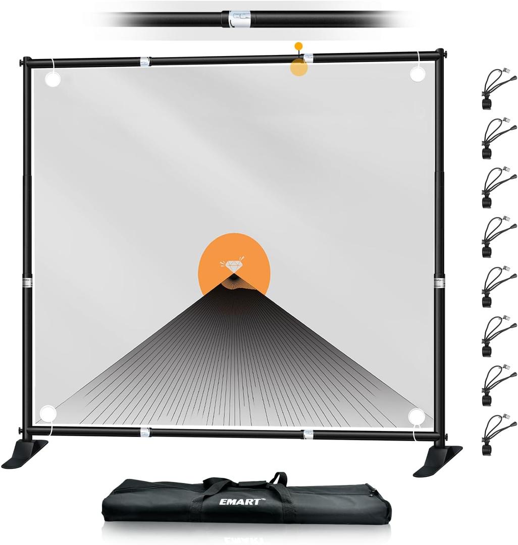 EMART 10x10 ft Heavy Duty Banner Backdrop Stand Kit, Adjustable Frame for Step and Repeat Backdrops, Ideal for Photography, Trade Shows, and Photo Booths (10x10ft, Black)