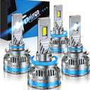 FAHREN H11 9005 Fog Light Bulb Combos, 240W 15,0000LM Lighting Bulb With Fan, 6500K Cool White, IP68 Waterproof, 1:1 Size Plug and Play, Pack of 4