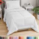 Twin Comforter Set - 2 Piece Bed Set for All Seasons - 1 Soft Quilted Comforter with Corner Tabs & 1 Pillow Sham - Comfy, Cozy & Breathable - Premium Down Duvet Insert - Oeko-TEX - Twin Size, White