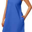 Livtany Women Off Shoulder Tube Dress Polka Dot Strapless Sleeveless with Pocket Bandeau Dress Cut Out Backless Mini Dresses (Large, Blue)