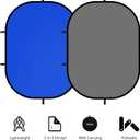 5x6.6ft Blue Grey Backdrop for Photography, 2-in-1 Pop Up Collapsible Photo Background with Clip and Carry Case for YouTube Videos Studio Props