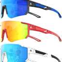 3PACK Kids Sunglasses Youth Baseball Sunglasses for Boys Girls Age 4-14, Softball Cycling UV400 Protection Sports