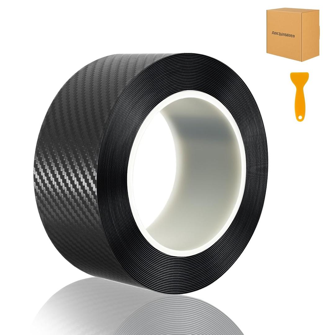 Carbon Fiber Vinyl Wrap Tape for Cars, 2In x 33Ftft Door Sill Protector, Waterproof Scratch Resistant Car Trim Film, Interior & Entry Protection