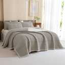 CozyTide Oversized King Quilt 120x120,100% Cotton Waffle Bedspread,3 Piece Ultra Soft Dark Khaki California King Coverlet Farmhouse Bedding Set for All Season