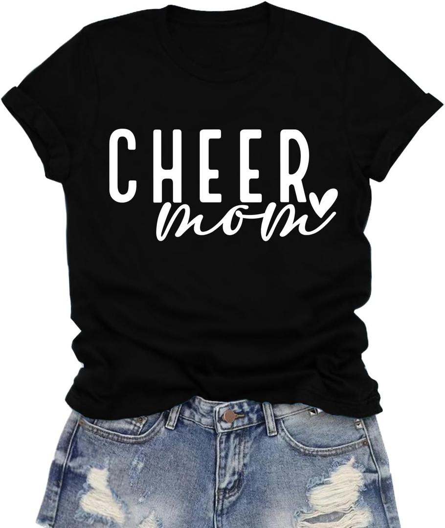 Cheer Mom Shirt for Women Game Day Mama Tshirt Mama Cheerleading Tee Tops, M