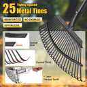 Garden Rake for Leaves: 18 Wide Metal Leaf Rake, 65 Long Adjustable Handle, Heavy Duty 25 Teeth, Fast Kids Women Large Lawn Yard Garden Leaf Cleanup Gardening Rakes: Grass,Debris,Pine Needles Pick