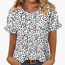 CRAZY GRID Womens Summer Tops Casual Crewneck Blouse Ruffle Short Sleeve T-Shirt Cute Floral/Solid Tunic Tops, size Lage