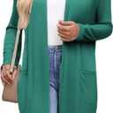 Naggoo Women Classic Open Front Lightweight Cardigans Casual Loose Kimono Long Sleeve Cardigan (Green, XXL)