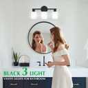Bathroom Vanity Light Modern Bathroom Light Fixtures Vanity Lights with Eye-Friendly Milky White Frosted Glass Shades E26 Socket (Bulbs Not Included) 3 Light Black