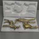 DN DECONATION Reindeer Christmas Decorations  2 PCS Gold Xmas Deer Decor Figurines  Tabletop Vintage Resin Christmas Decor Indoor, Reindeer Sculptures for Home Winter Room