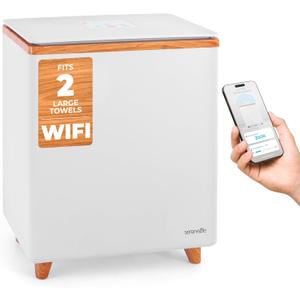 SereneLife WIFI Luxury Rectangle Towel Warmer - Spa & Bathroom Towel Heater with Custom Fragrance, Auto Shut-Off, Fits 2 large Towels, Blankets, Bathrobes, PJ's - Perfect Gift for Him & Her (Natural)