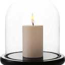 WHOLE HOUSEWARES | Decorative Clear Glass Dome | Cloche Glass Dome for DIY Snow Globes | Tabletop Centerpiece | Cloche Bell Jar Display Case | Black MDF Base, 5.9" D X 6.5" H