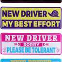 4pcs Student Drivers Magnetic Car Stickers, 8.98x3.19in Reflective Novice Driver Stickers Safety Sign Waterproof Magnet Bumper Sticker New Rookie Driver Sign Car Accessories for Metal Vehicle Surface